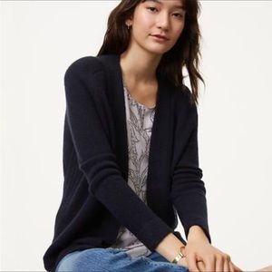 LOFT Black Open Front Wool Blend Cardigan Size XS